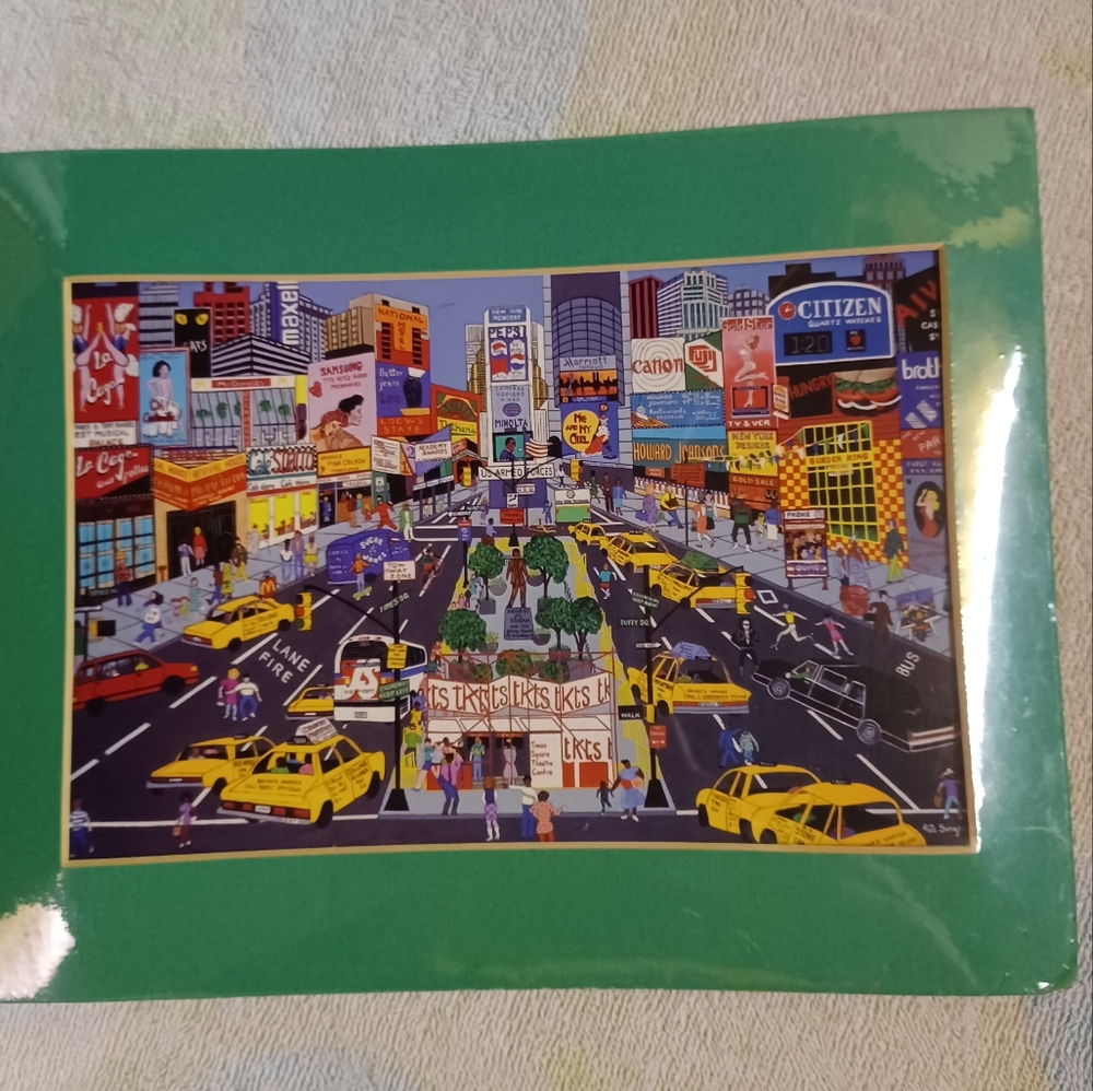 Pat Singer "Times Square" Watercolor Print, 10"x8", Ready For Framing